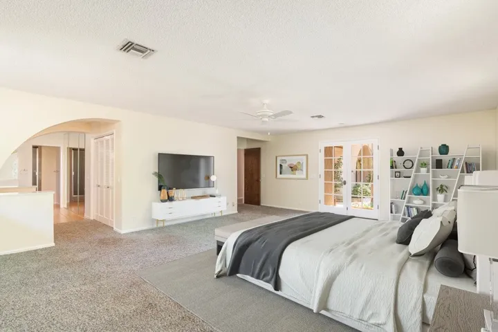 Virtually staged primary bedroom