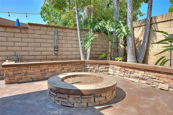 Block walls in the backyard