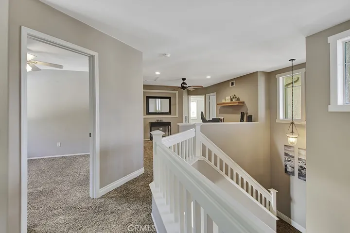 Upstairs, view of extra bedroom and loft with built in desk