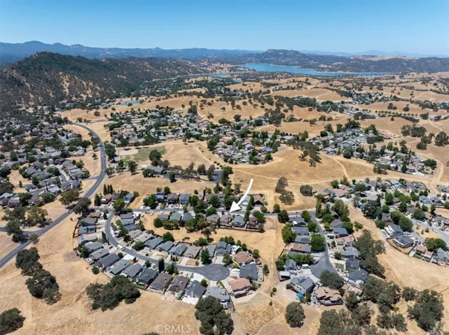 Aerial shot of lake and home location