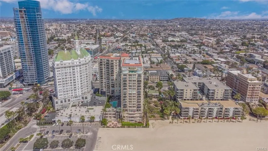 The Pacific is the building with red roof right on the sand