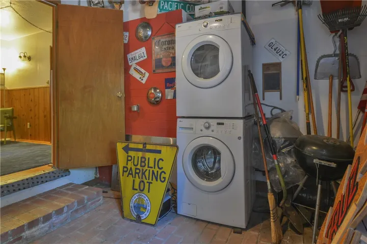 Laundry area in workroom with exterior entrance & Laundry