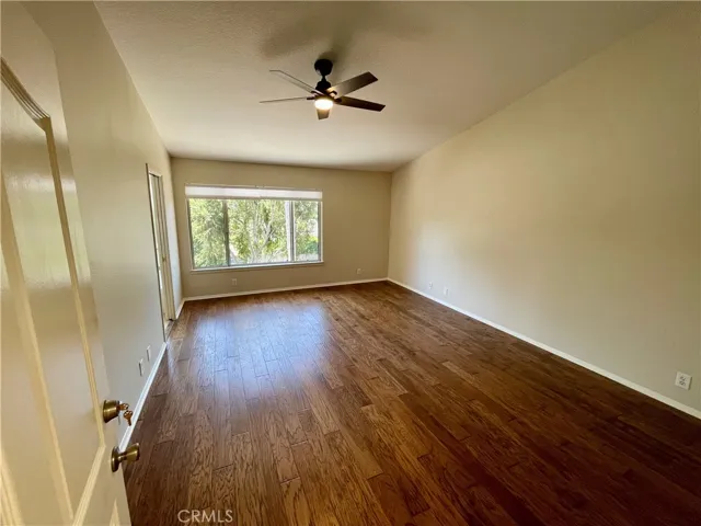 The master bedroom features a NEW fan!