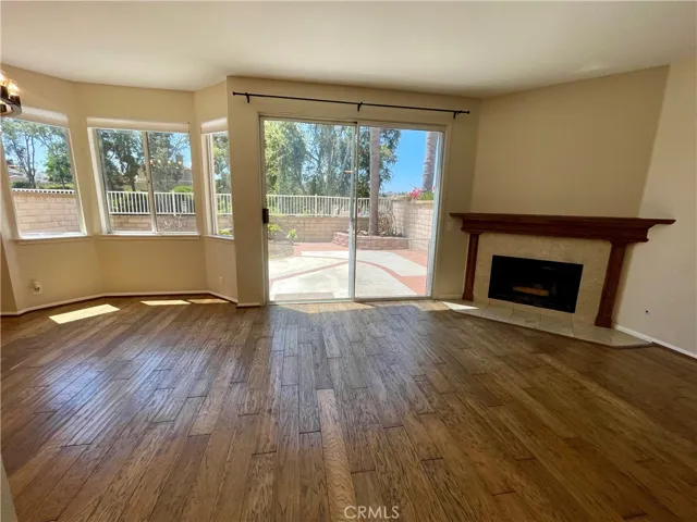 The family room with entrance to the back yard.