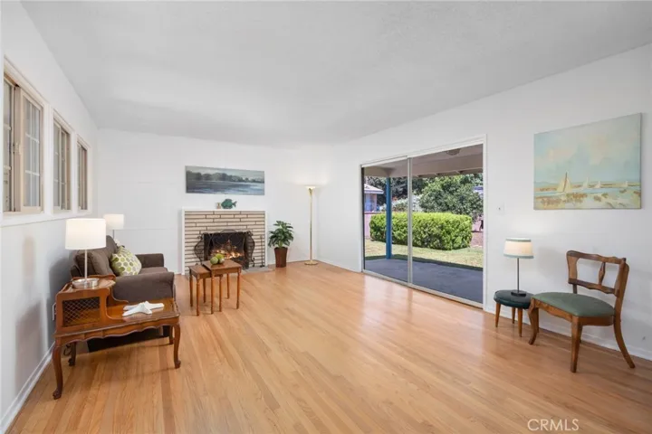 The sliding glass door opens to the back patio and yard.