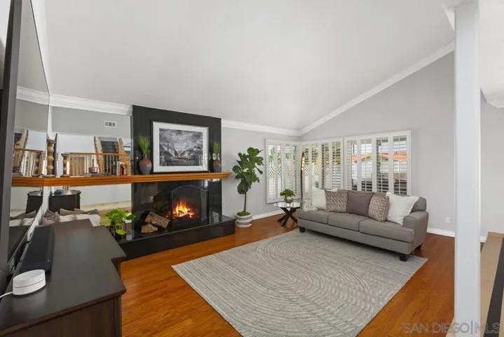Hardwood floors through living room