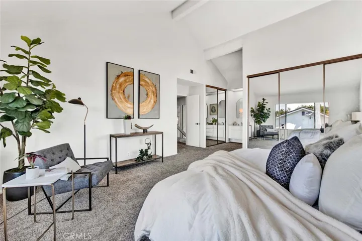 Master bed room with high ceiling