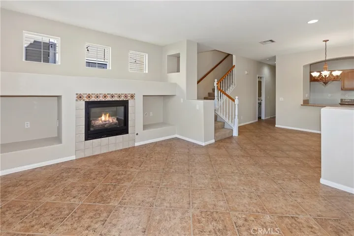 Living room & fireplace.