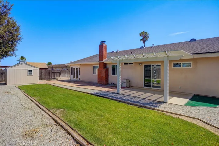 Backyard lawn area