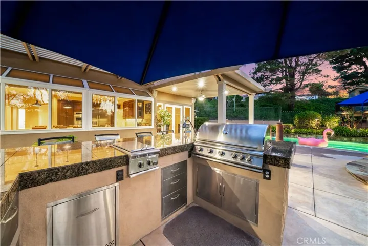 BBQ Island With Stainless Steel BBQ, Utility Drawers And Refrigerator