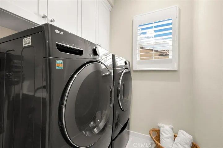 Separate laundry room upstairs with lots of storage and counter area.