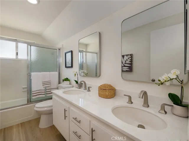 Upstairs Hall Bathroom with double sinks