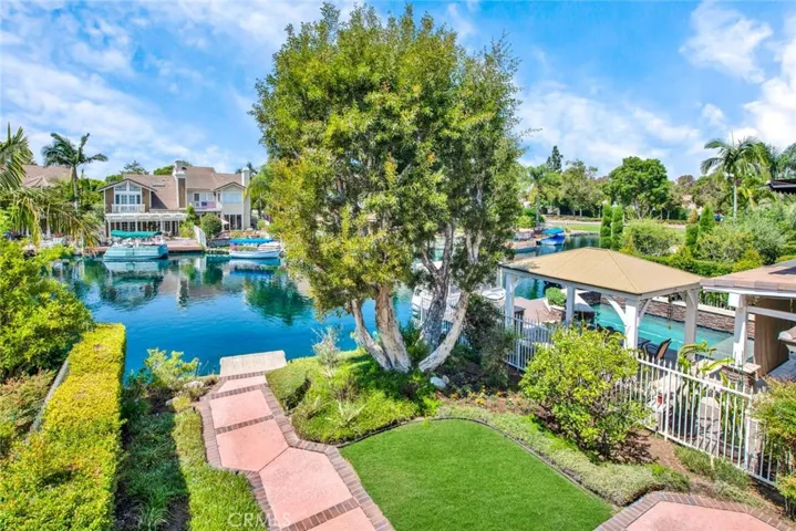 View of backyard and lake from the balcony