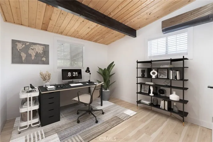 VIRTUALLY STAGED bedroom #3, staged as a home office