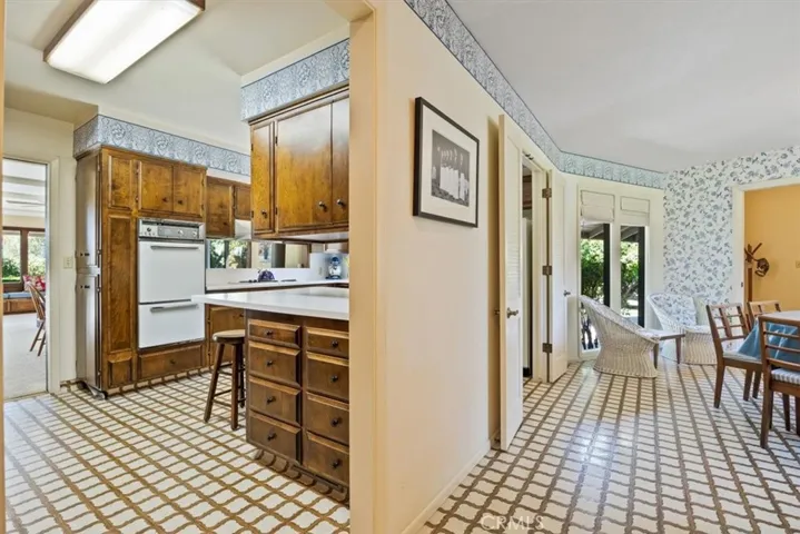 Looking into kitchen and dining room