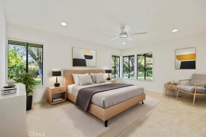 Virtually staged primary bedroom