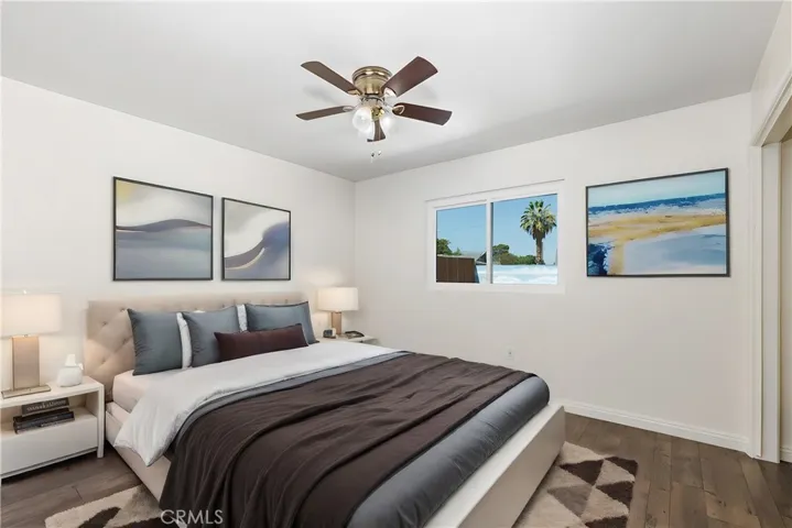 Bedroom 3 With Built-In Shelving In The Closet. Virtually Staged.