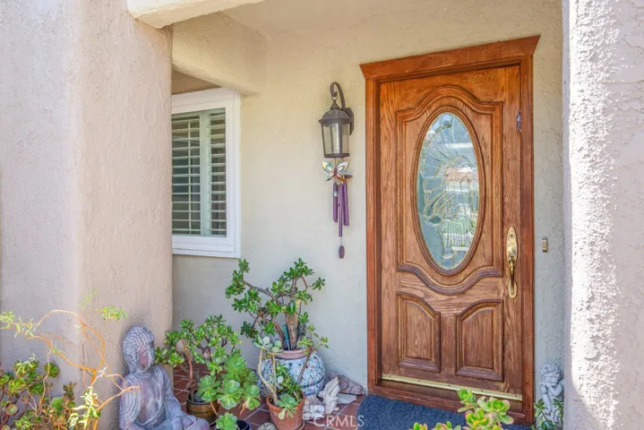Custom front door with stylish glass accents.