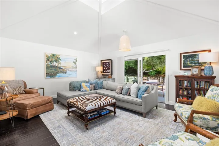 Crowned by a dramatic vaulted ceiling with skylight.