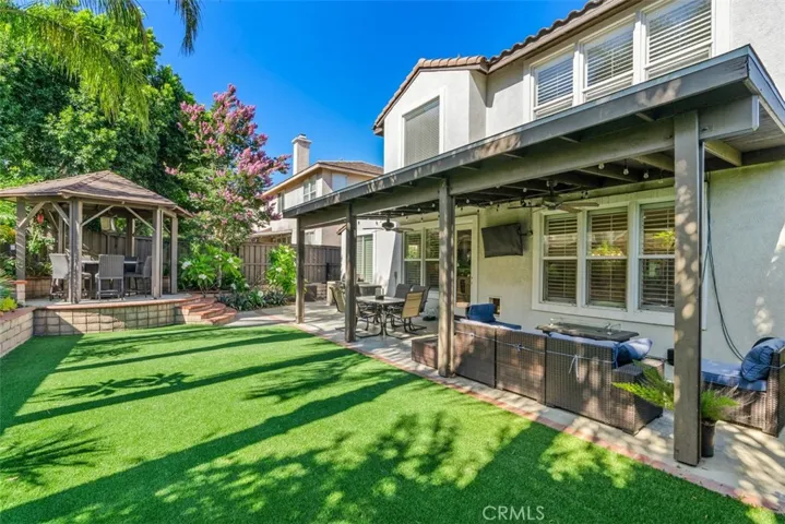 Lush private backyard.