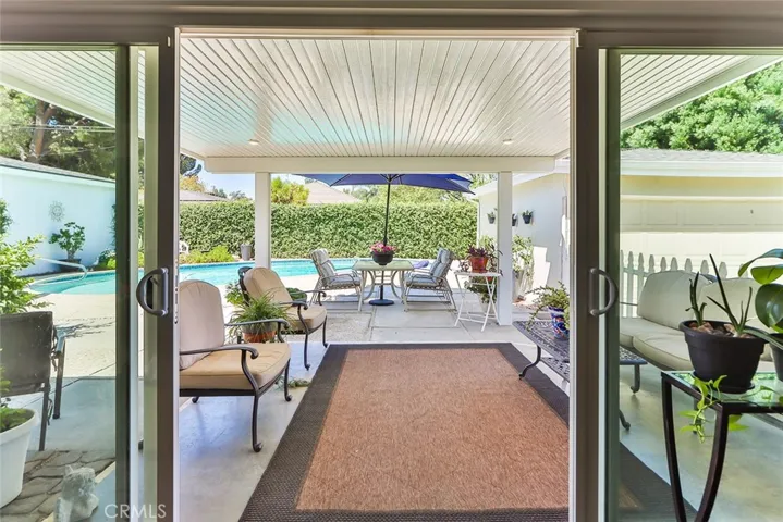 Entrance to the backyard through large sliding glass doors