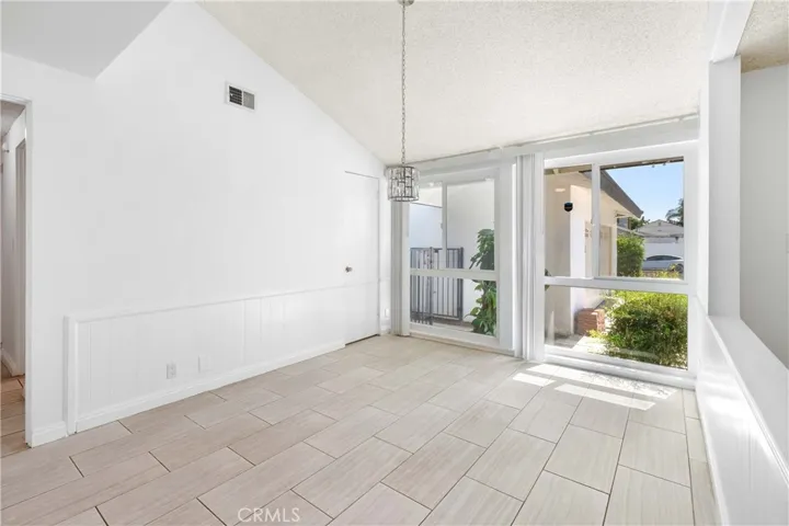 Dining area with a tile floor