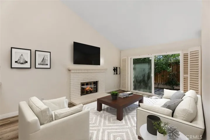 Family room with view of the private backyard.