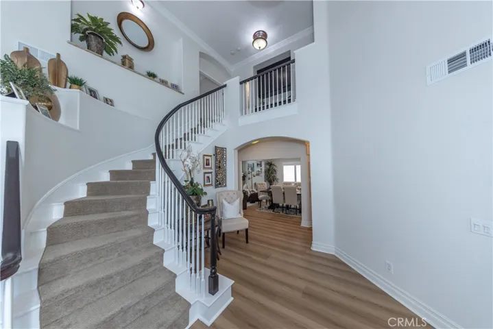 Sweeping spiral staircase.