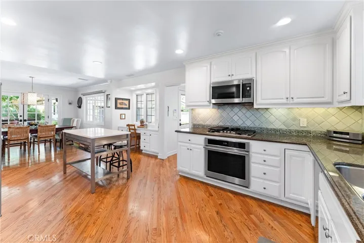 Granite countertops, custom tile backsplash