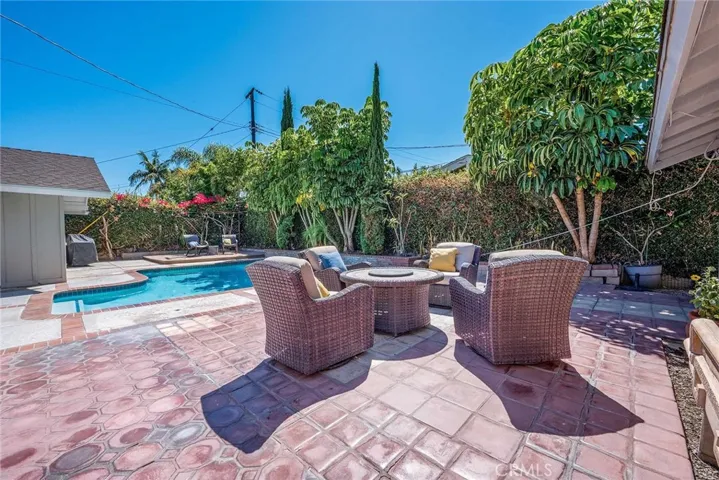 Private backyard with a sizeable patio area.