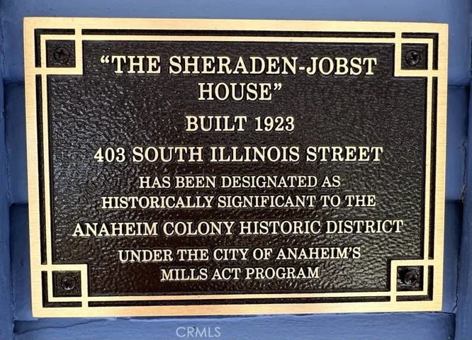 Mills Act plaque