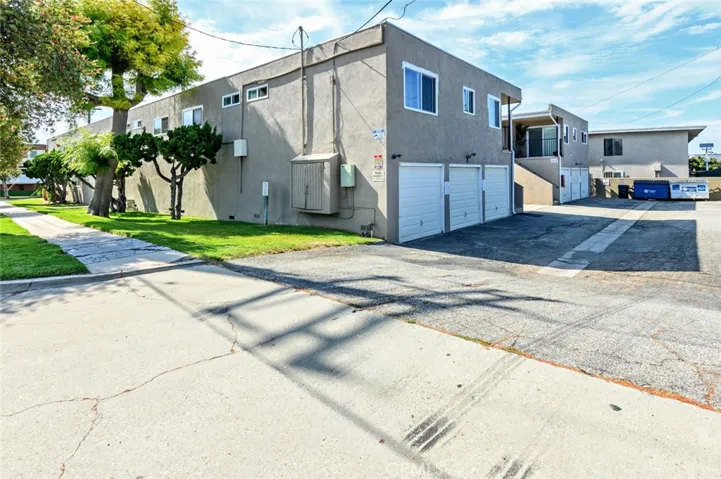 Back of building showing side yard