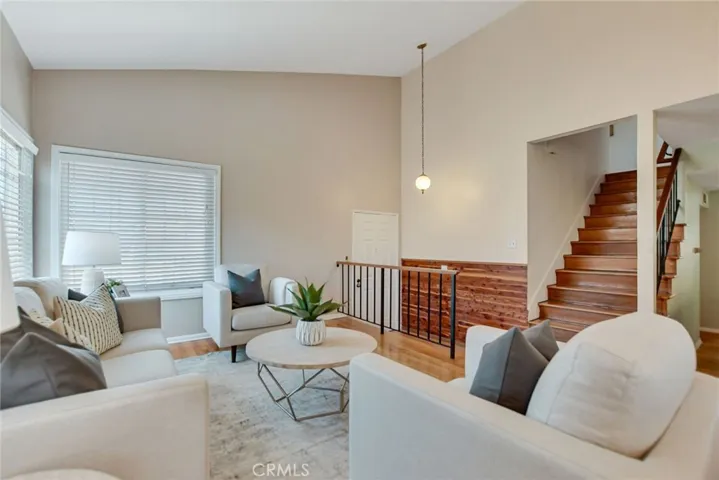 High vaulted ceiling for airy feeling once walking in.