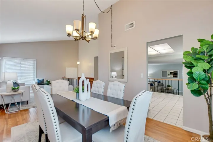 Dining area leads to kitchen