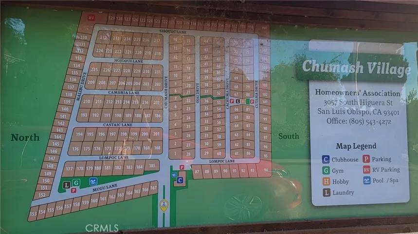 Park layout and contact info.