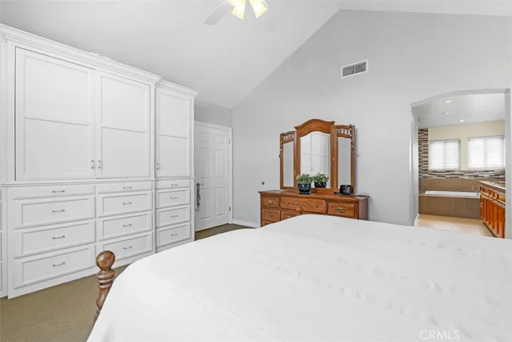 Built in Cabinets for entertainment devices plus Closet & Dresser Space.