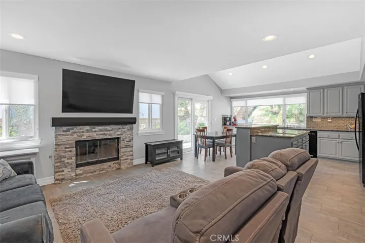 View from the family room looking toward the kitchen