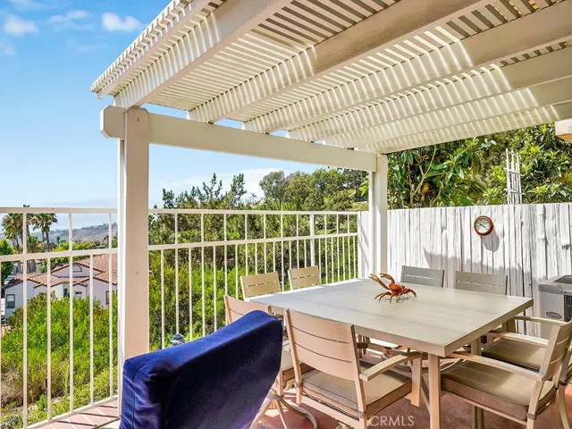 Your backyard has a pergola and enough space to easily entertain 10 guests.