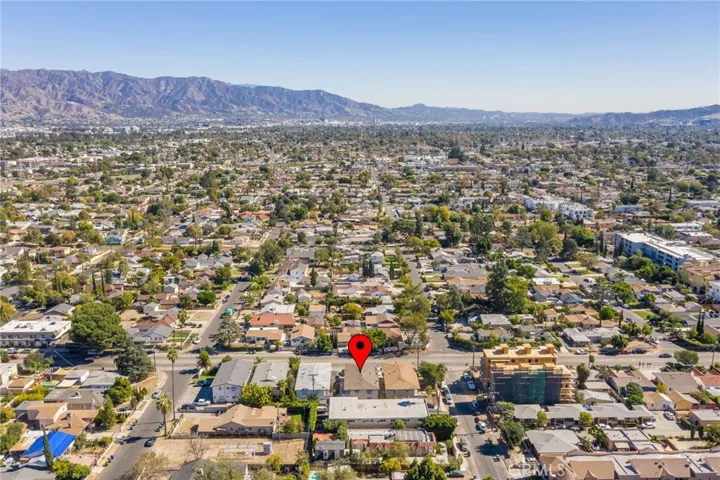 Overhead view to the East toward Burbank and the Verdugo Mountains