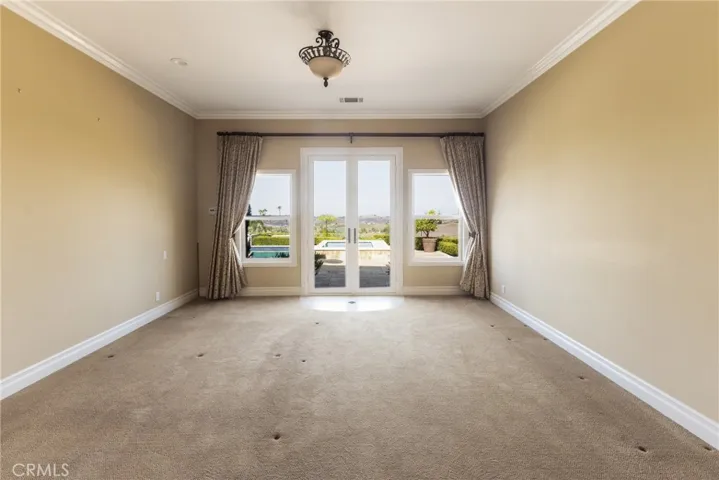 Primary Bedroom with Spa beyond French Doors