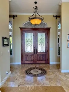 Interior Foyer w/ custom Travertine Medallion