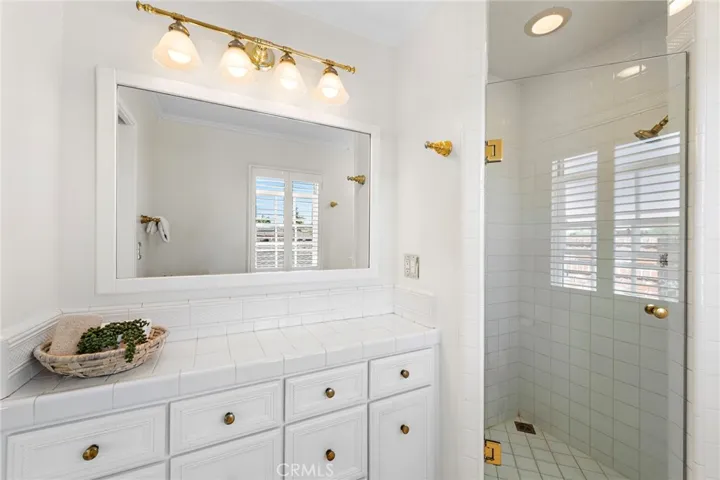 Tiled master bathroom