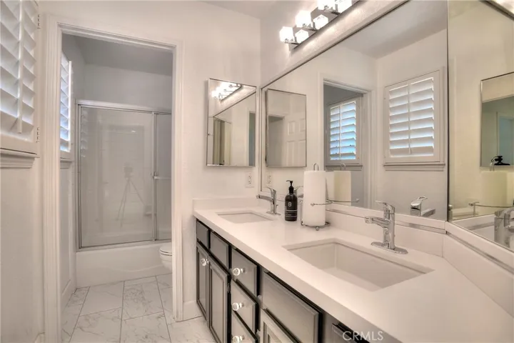 Upstairs double sink vanity third bathroom