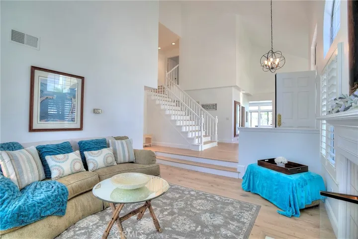 Bathed in light all day in the sunken living room
