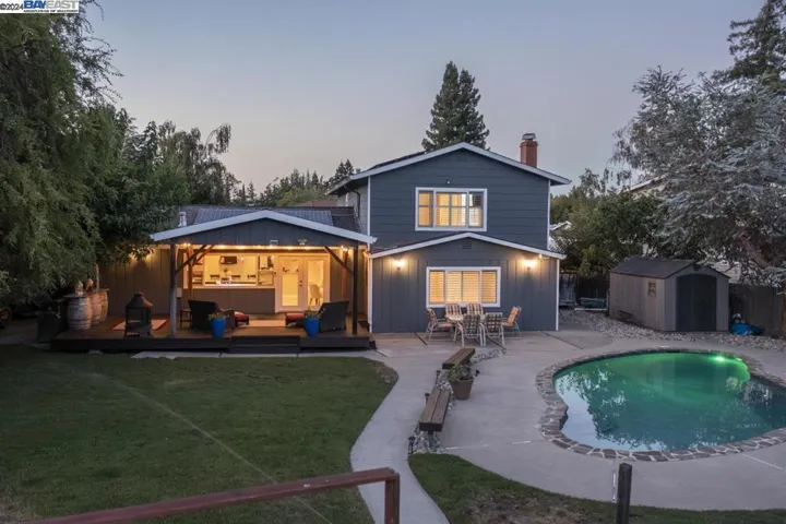 View at Dusk of Backyard
