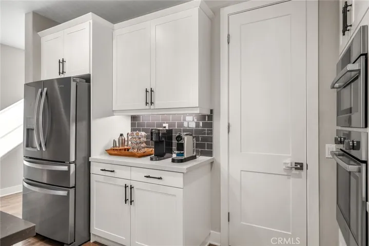 Facing the walk in pantry entrance.