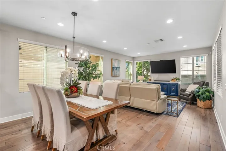 Open concept features a beautiful dining area.