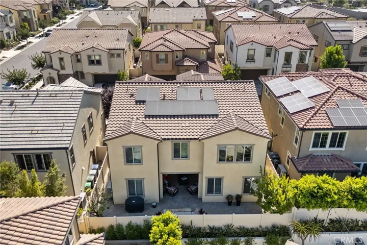 Aerial view of the back yard.
