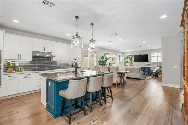 View from the main entrance entering the modern kitchen.