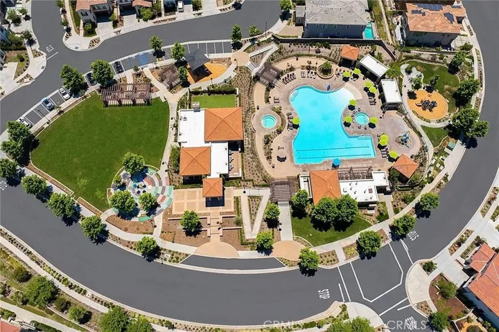 Aerial view of the association pool and clubhouse.